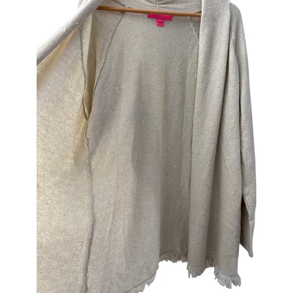 Lilly Pulitzer Plus Tatum Sequined Cardigan Sweater Coconut Metallic Size XXL - Picture 9 of 10
